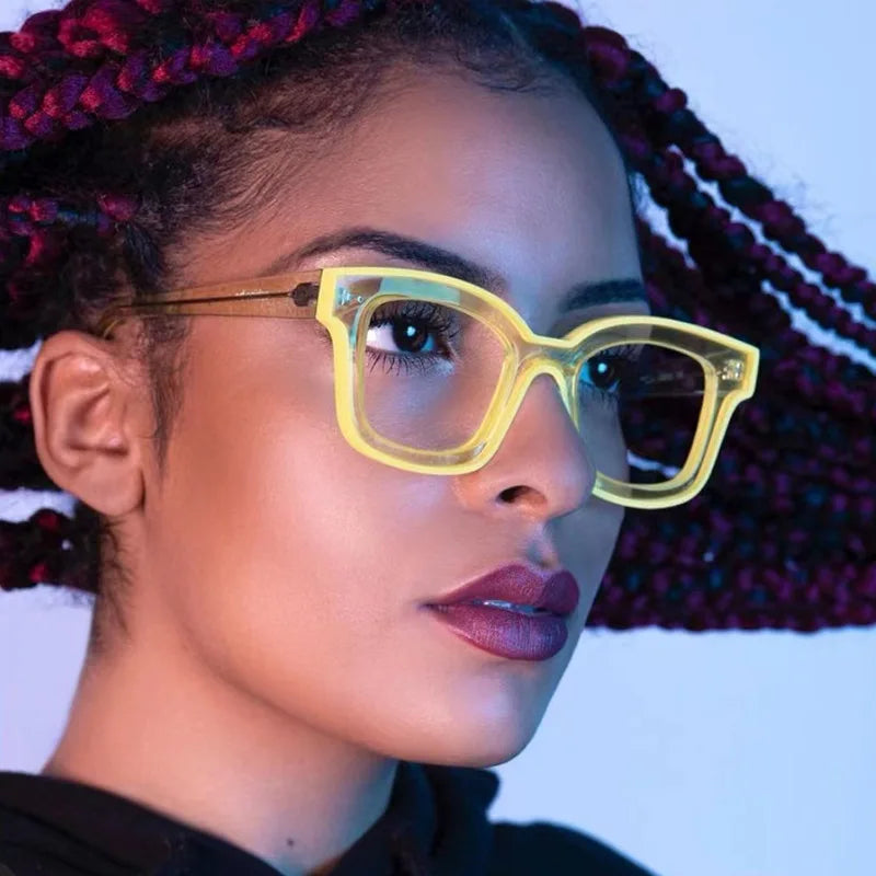 2023 INS Hot Trendy Fluorescent Double Color Glasses Frame Luxury square TR90 Anti Blue Light Eyeglasses Frames Men Women
