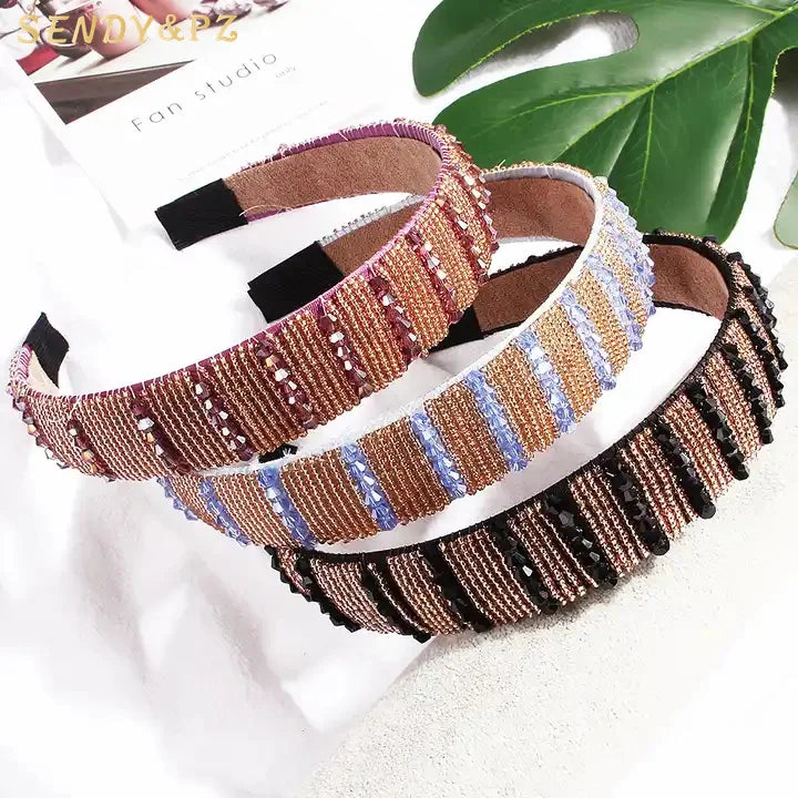 Fashion Girls Headband Handmade Luxury Bling Diamond Rhinestone Headbands Women Baroque Designer Headband for Women