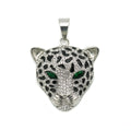 Trendy HIPHOP Punk Jewelry Stainless Steel Gold Plated Zircon Leopard Ice Out Pendant with Red Green Blue Eyes