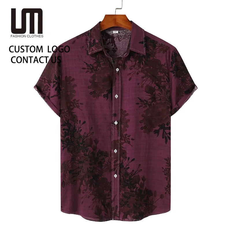 2025 Wholesale Men's Hawaiian Shirt - Summer Short Sleeve Casual (Trendy Floral Printed Shirt Beach Shirt for Men)