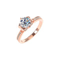 Factory Wholesale 1Carat Moissanite Rings 925 Sterling Silver Jewelry VVS Round Shape 18K Rose Gold Plated Moissanite Ring