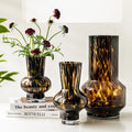 Handmade Contemporary European Large Glass Tabletop Vase Leopard Print Tortoise Shell Ornament for Wedding Flower Arrangements
