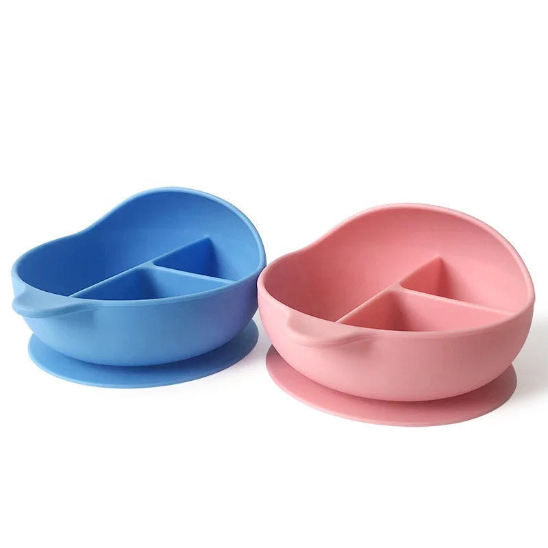 Cuenco De Silicona Con Tapa Eco-friendly Non-toxic Strong Suction Divided Bowls Set Feeding Bowl for Babies with Lid