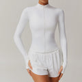 6116 Wholesales Nude Quick Dry Gym Jogging Athletic Yoga Suit Tracksuits Jackets With Zipper 10 Colors Activewear for Women