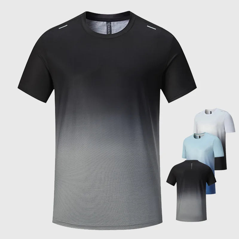 New Style Summer M-4XL Polyester Crew Neck Crop T Shirt Linen Mix Fabric Breathable Top for Men Running Gym Fitness