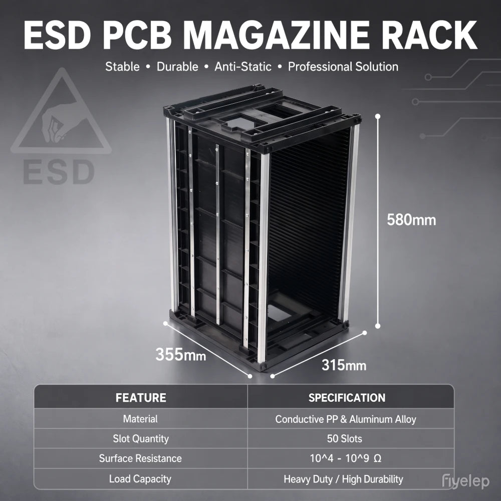 Adjustable Plastic ESD PCB Magazine Rack 355x315x580mm Antistatic Conductive Storage Rack SMT Assembly Line KEXING COP-802