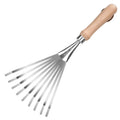 High Quality Stainless Steel Nine-Tooth Garden Rake Head Wood Handle Lawn Leveling Landscape Roof Claw Rake OEM Customizable