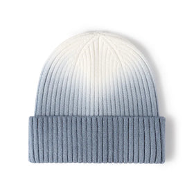 MIO Fashion Winter Thick Knitted Beanie Hat Gradient Color Soft Warm Cuffed Beanies Hat Outdoor Sport Cap for Women Unisex