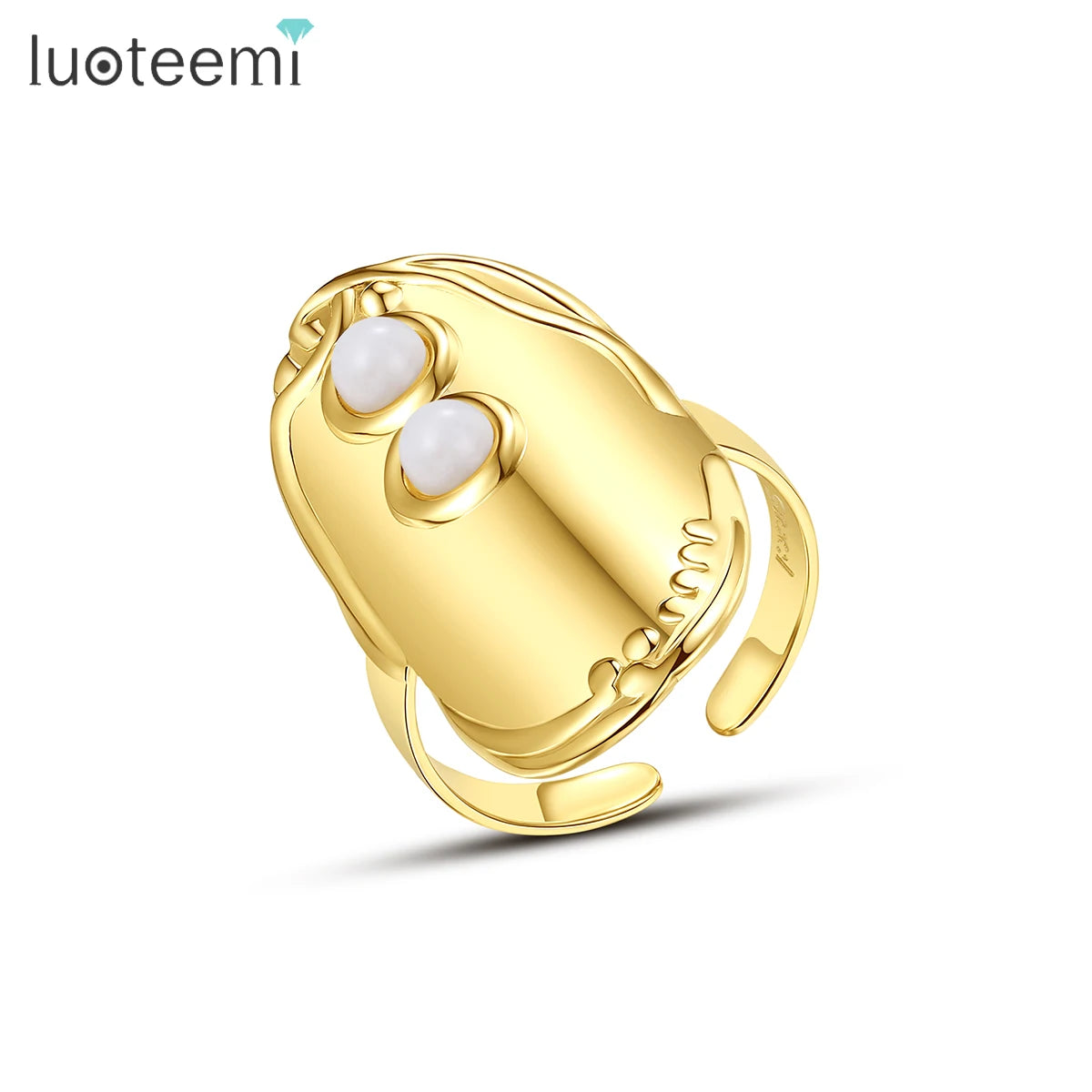 LUOTEEMI Chunky Gold Fancy Popular Jewelry Woman Resizable Designed Fashion Metal Luxury Statement Ring Big MegaBDM