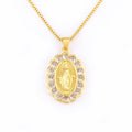 QIKU Christianity Virgin Mary Gold Color Pendant Women Necklace Copper Zircon Religious Jewelry Accessories Gift Factory Price