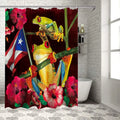 Home Funny Frogs and Spring Floral Shower Curtains Puerto Rico Flag Polyester Fabric Waterproof Bath Curtain Set With Hooks/