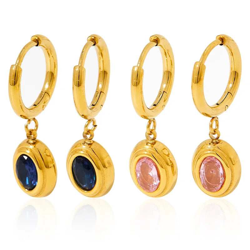 Jachon New Fashion Gold Water Drop Earrings 18K Gold Plated Stainless Steel Gold Rhinestone Fine Jewelry Earrings