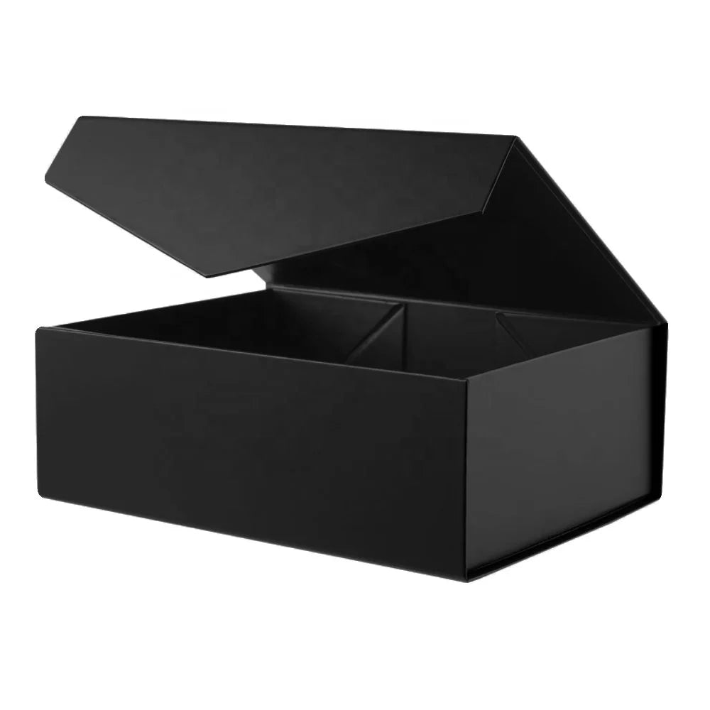 Birthdays Christmas Valentines Wedding Gifts Packaging Luxury  Black Small Cardboard Magnetic Folding Gift Box With  Closure