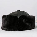 R015 Cowhide Leather Hats  Fleece Inside Warm Leather Caps  Winter Baker Boy Hat Ear Protective