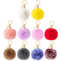 8cm Furry Puff Ball Faux Rabbit pink Fur Ball Pom Pom Keychain Charm Accessories Sets Plush Carabiner Souvenir China Keychain