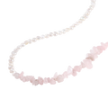 Nagosa Custom Jewelry 925 Sterling Silver Stacked pink Crystal Freshwater Pearl Beaded Necklace