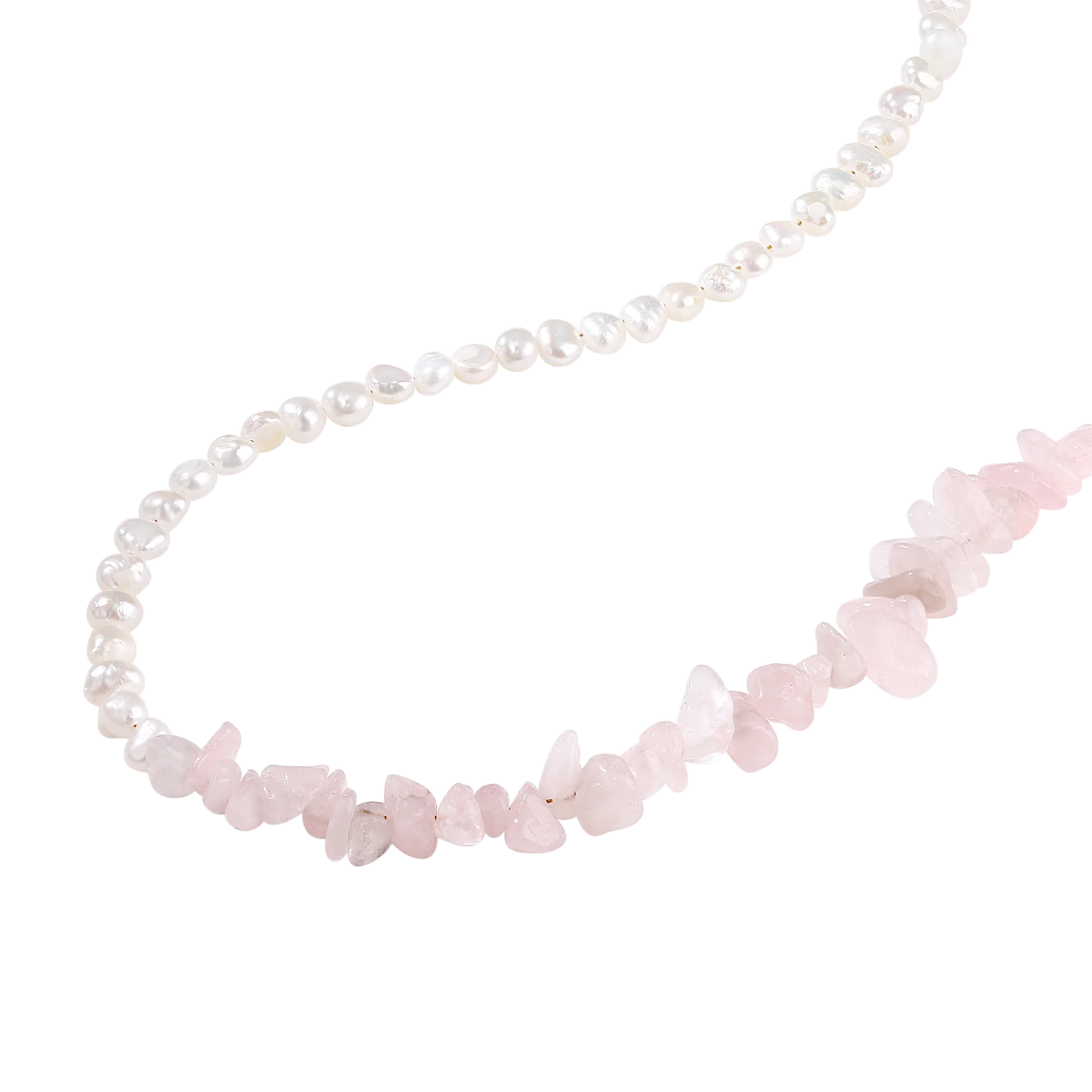 Nagosa Custom Jewelry 925 Sterling Silver Stacked pink Crystal Freshwater Pearl Beaded Necklace