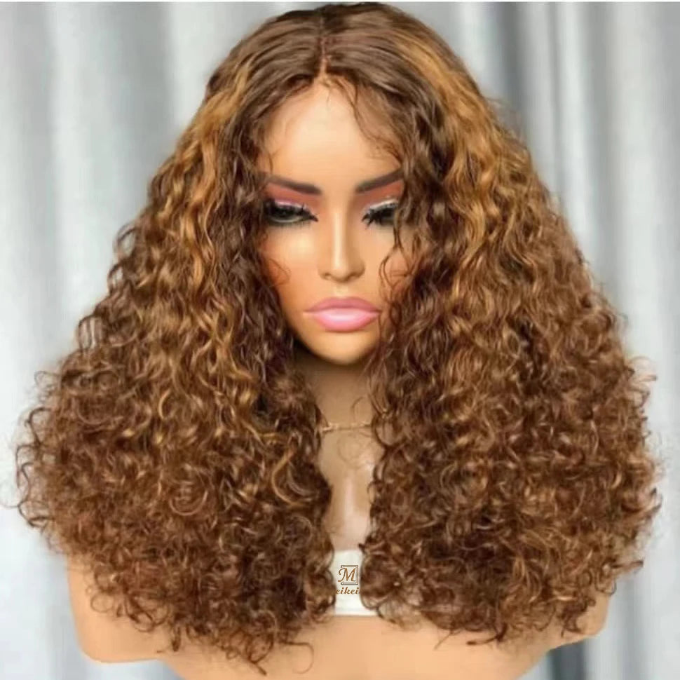 Cheap  Highlight 4/27 Water Weave Lace Frontal Wigs for  Women Glueless 13*4 Lace Front Human Hair  Wigs