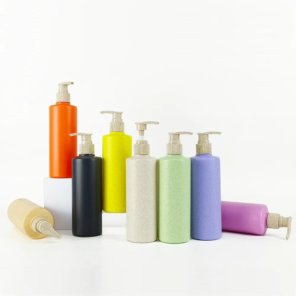 300ml Eco-Friendly Biodegradable Wheat Straw Custom 10oz Cosmetic Bottles Screen Printing Lotion Face Masks Shampoo Bottle
