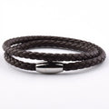 In Stock Casual Stylish Jewelry Stainless Steel Magnetic Olive Clasp Mens Brown Leather Bracelet