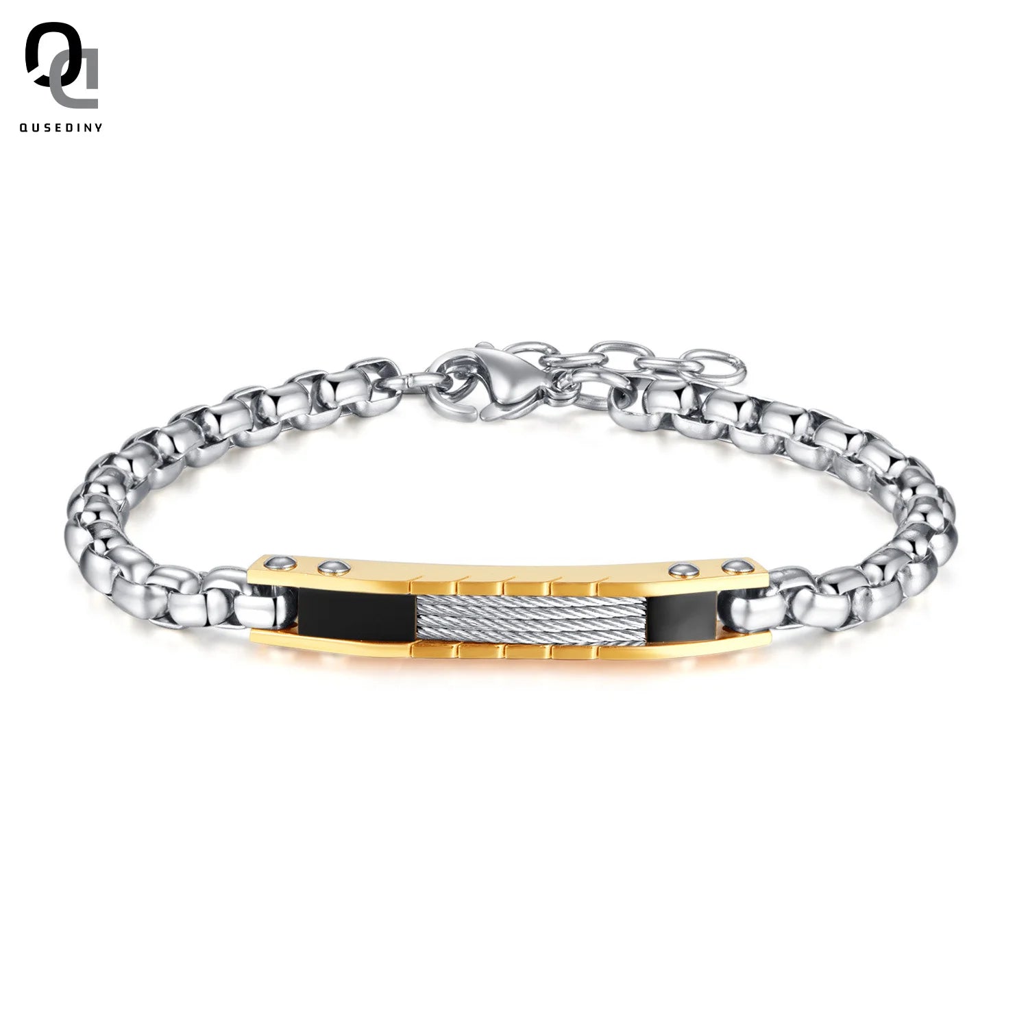 QUSEDINY New Arrival High Quality Stainless Steel Men's Trendy Bracelet Non-Tarnish Fading Adjustable Fashion Gift Anniversary