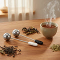 Black Silver Stainless Steel Tea Ball Infuser with Long Handle Novelty Design Loose Leaf Tea Filter for Cup Mug Teapot