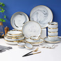 Home Premium Grey Marble Ceramic Dishes Plates Dinnerware Set Plates Sets Dinnerware