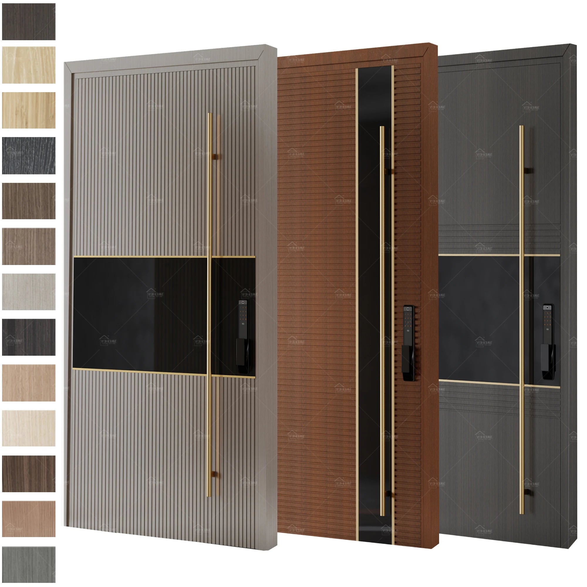 China Top Manufacturer Main Entrance Front Exterior Door Wood Villa House Large Front Exterior Pivot Doors for Home
