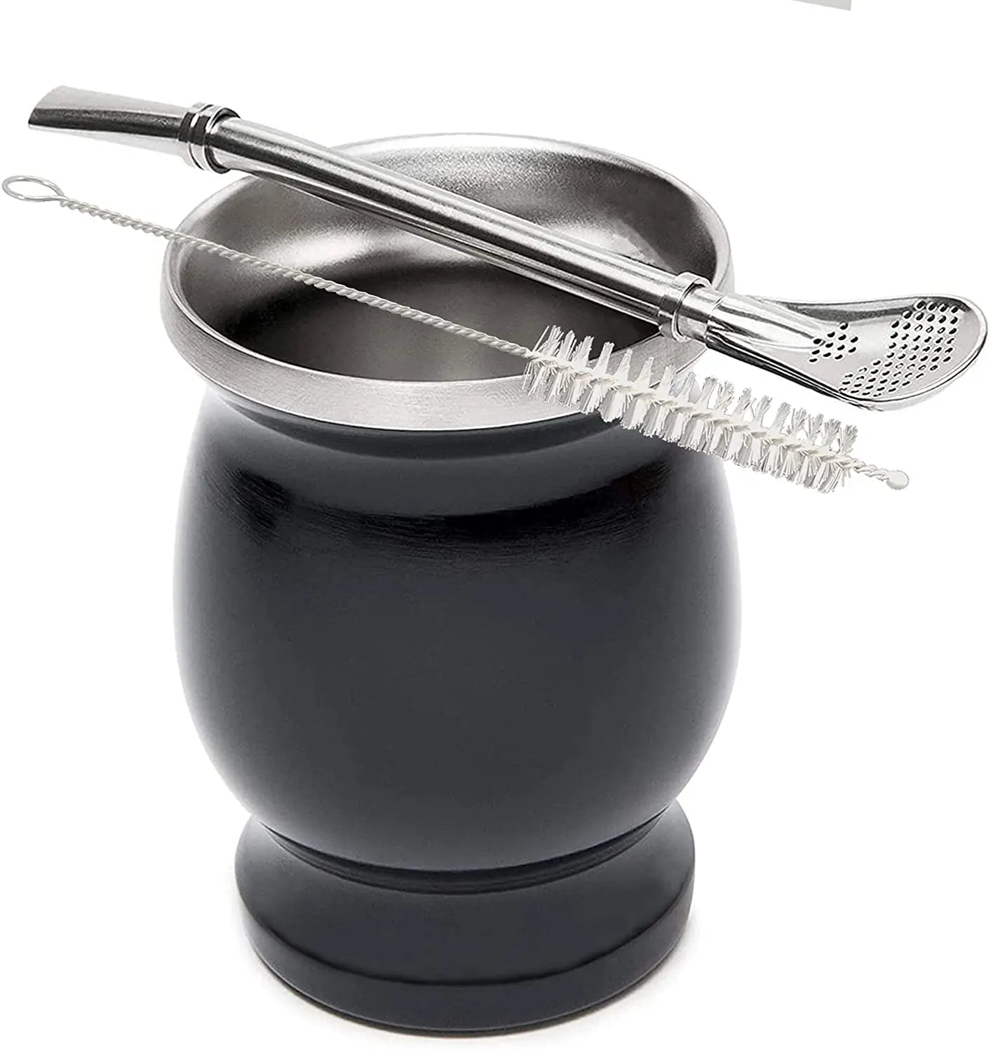 Tall Color Stainless Steel Gourd Yerba Mate Cup With Black Mate Color