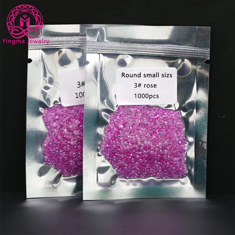 YINGMA Wholesale Small Sizes Synthetic Ruby Price 0.9mm to 3.0mm 3# 5# pink Round Corundum Stone Loose Ruby