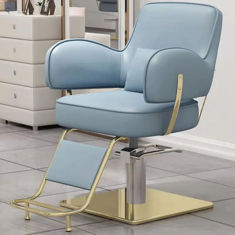 Luxury Gold Metal Barber Chair Hair Salon Furniture Stainless Steel Hydraulic Barber Styling Chair