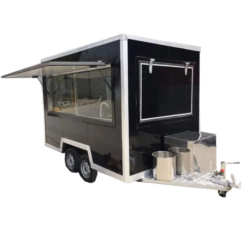 Square Stainless Steel Rust Resistant 2-Wheel Mobile Food Cart for Ice Cream Fast Food Hotdog Chips-Easy Assembly Easy Cleaning