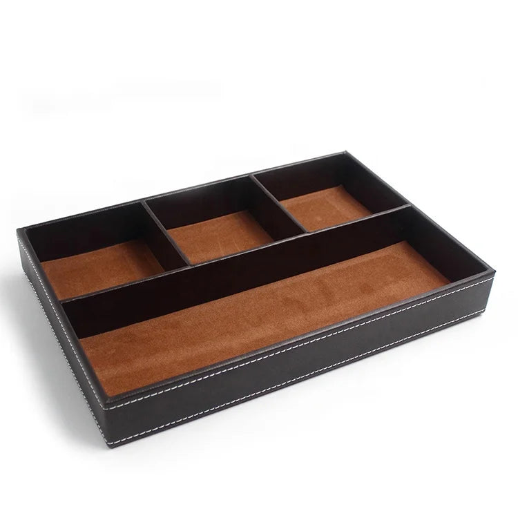 Wholesale Large Capacity Office Stationery Desk Sundries PU Leather Jewelry Storage Box