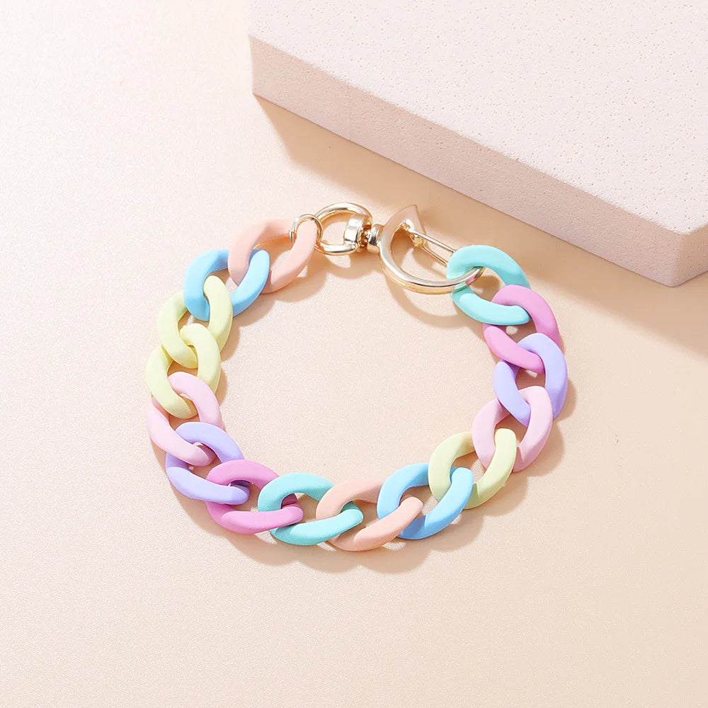 New Color Acrylic Chain Keychain Plastic Keychain Pendant Jewelry Accessories for Luggage and Clothing Fashion Charm Bracelets