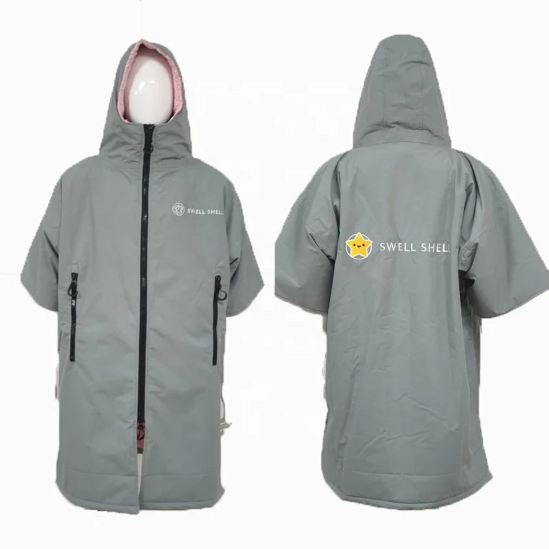 Custom Adult Windproof Waterproof Surf Poncho Hooded Dry Surf Short Sleeve Changing Robe Warm Coat for Outdoor Swimming