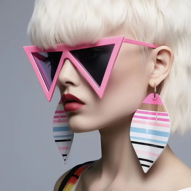 Oversized Triangle Punk Shiled Sunglasses Women Big Frame 2025 Luxury Brand Eyewear for Ladies UV400 Goggle Shades (KSG161)