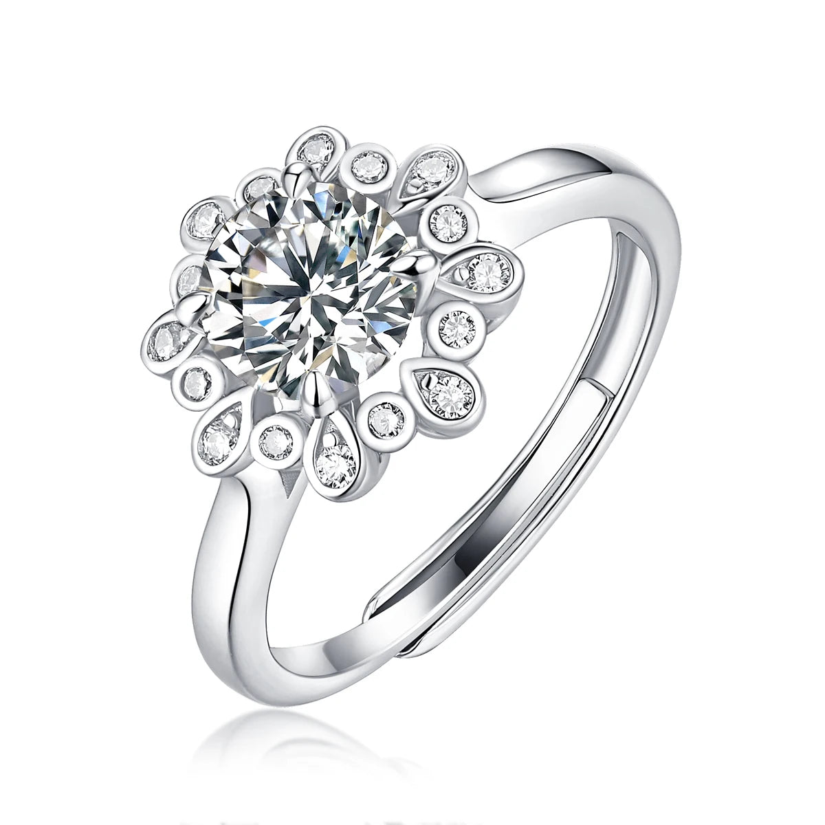 Wholesale Cheap Chic Look Brilliant Cut Wedding Band Sterling Silver 925 Moissanite 1 Carat Engagement Rings for Women
