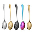 YUSHUN 8.7 Inch Stainless Steel Mirror Polished Eco-Friendly Modern Slotted Serving Spoons Cutlery Set for Banquet Catering