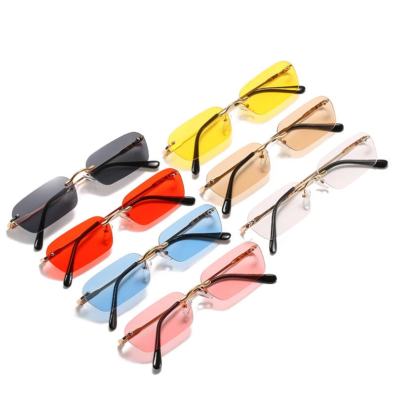 Rectangular Frameless Men Metal Women Shades Sunglasses Fashion Square Rimless Vintage Women New Trendy Rimless Sunglasses
