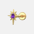 TOPOSH Celestial Star Children's Body Jewelry Pave CZ Stud with Internal Thread for Cartilage/Tragus/Helix Piercing Adornment