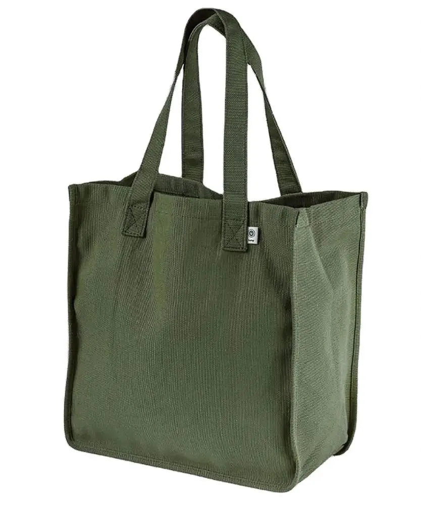 Market Tote Certified Organic Hemp Cotton Blend Reusable Shopping Bags Canvas Beach Bag Custom Embroidery