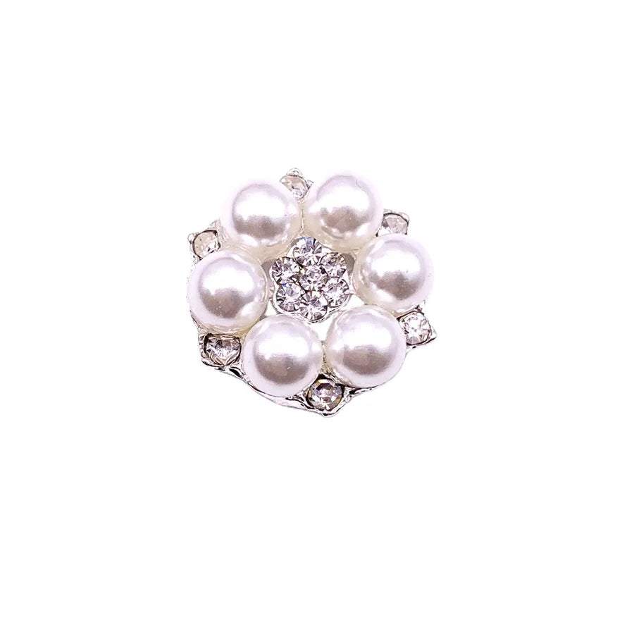 Shiny Rhinestone Pearl Flat Brooch Buttons Accessories Decorative  Embellishments for Craft Invitation Card