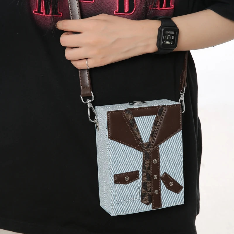 Fashionable Women's Waterproof PU Lightweight Square Shoulder Bag Embroidery Rivet Button Bow Chains Tassel Letter Pearl Lock