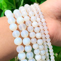 Wholesale 15 Inch Matte Frosted White Opal Stone Beads 4/6/8/10/12MM Sizes for Jewelry Making