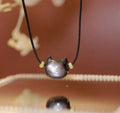 Hand Made Jewelry Silver Obsidian Cat Head Necklace Energy Healing Stone Reiki Symbol