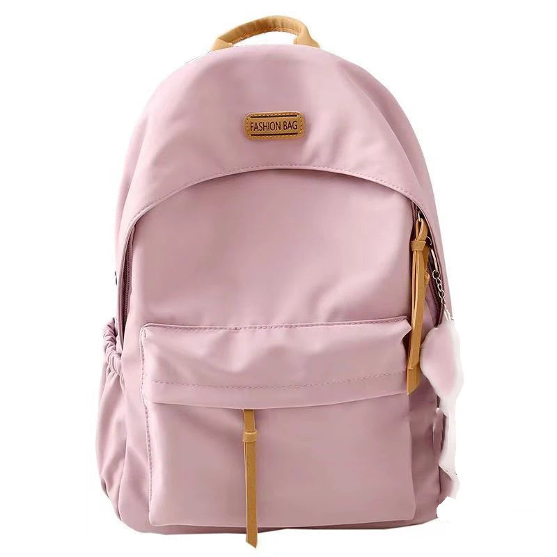 Large Capacity Leisure Backpack for Women and Teenagers New Japanese Simplified Style Zipper Closure for School Use