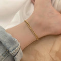 14K Gold 316L Stainless Steel 4MM Wide Figaro Chain Anklet Bracelet Titanium Steel 20CM Link Chain Featuring 20mm Silver