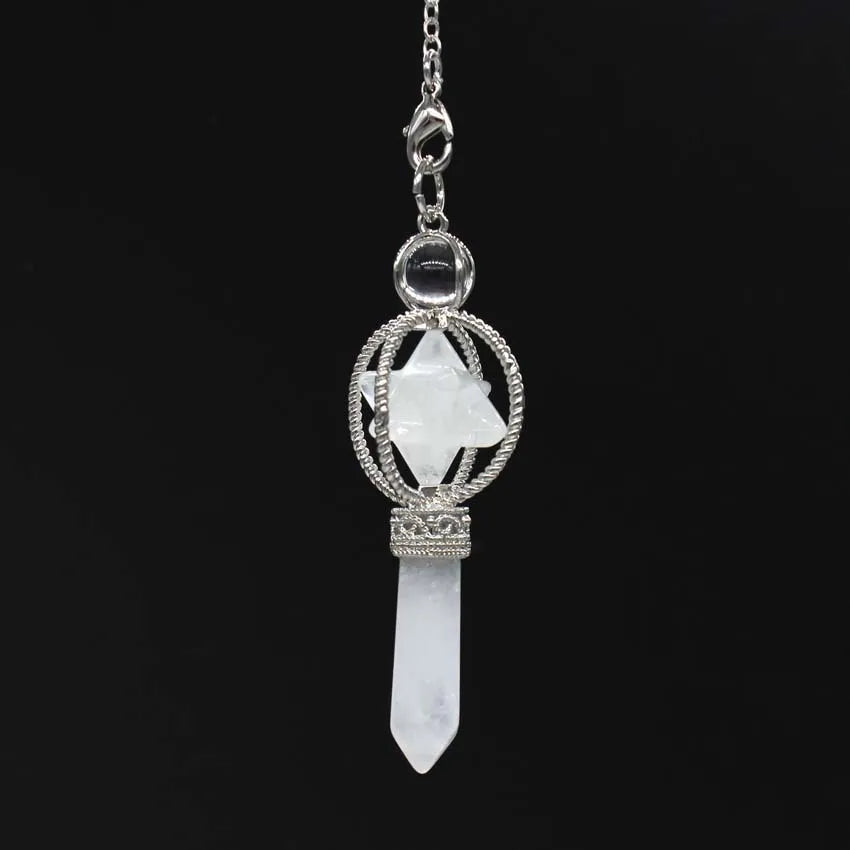 HZ New Natural Stones Pendant Amulet Crystal Meditation Pendulum Clear Quartz Reiki Energy for Men Women Jewelry Jewelry