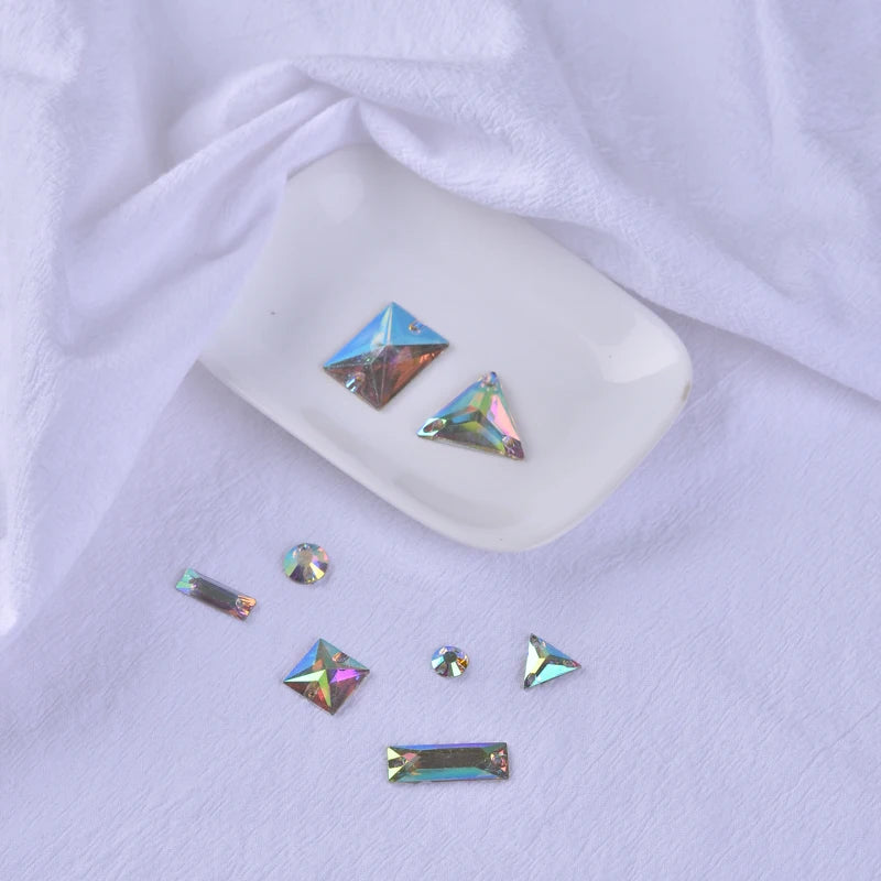 Clear Crystal AB Flatback 6mm Resin Sew-on Beads Stones for Women's Shoes Wedding Bags Handmade Rhinestones in 5 Bags