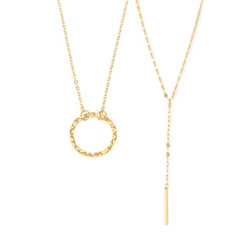 Fashion Jewelry Gold Plated for Women Jewelry Bodychain Collar Necklace Simple Bar Drop Necklace Lariat Y Long Necklace